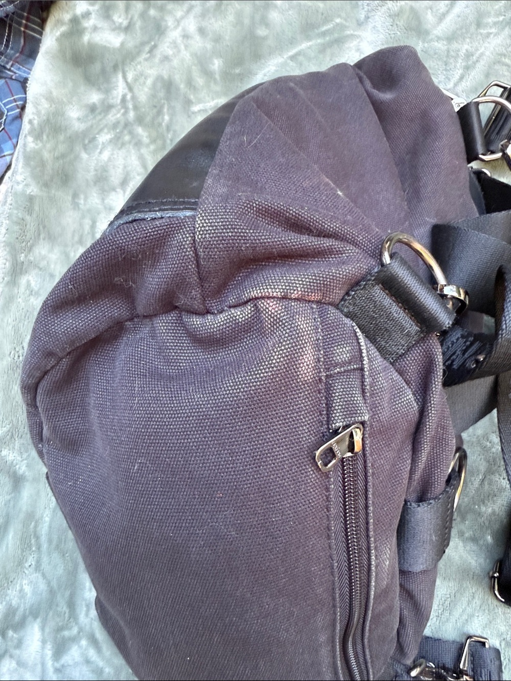 Black Canvas & Leather Messenger Bag - Picture 4 of 11